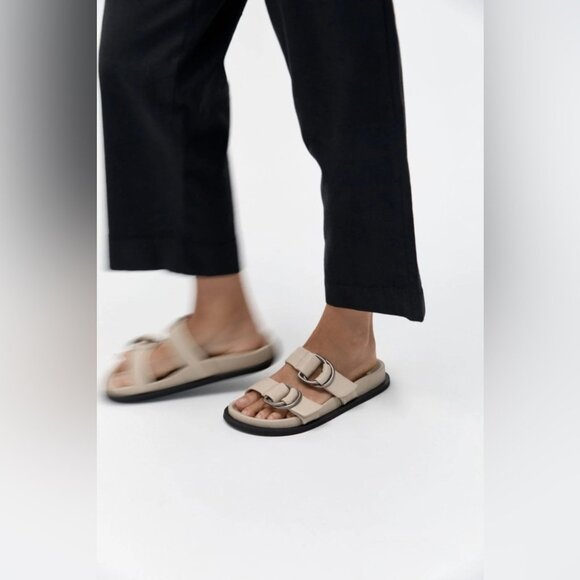 St. Agni Shoes - NWT St. Agni Ring Detail Slide Sandals in Ecru Beige Ivory | size 40 / US 8.5-9